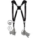 C Coiro Camera Harness for 2 Cameras – Dual Shoulder Leather Camera Strap – Double Camera Harness for DSLR/SLR, Camera Straps for Photographers of All Levels, Padded Straps/Color Black