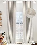 100% Blackout Shield Blackout Curtains for Bedroom 84 Inches Long, Back Tab/Rod Pocket Living Room Drapes, Thermal Insulated Blackout Curtains 2 Panels Set, 50" W x 84" L, Cream