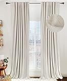 100% Blackout Shield Blackout Curtains for Bedroom 84 Inches Long, Back Tab/Rod Pocket Living Room Drapes, Thermal Insulated Blackout Curtains 2 Panels Set, 50" W x 84" L, Cream