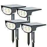 LuViva Solar Spot Lights Outdoor IP68 Waterproof, Ultra-Bright Performance，Simple Modes for Easier Operation, Auto On/Off，Solar Powered Landscape Lights for Garden, Yard, Pathway (Cool White, 4 Pack)