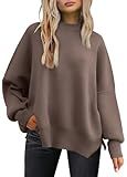 LILLUSORY Oversized Sweaters for Women 2025 Fall Fashion Outfits Trendy Crewneck Knit Cute Lightweight Sweater Pullover Tops Long Sleeve Shirts Winter Clothes Nutmeg M