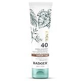 Badger Tinted Sunscreen for Face SPF 40, Lightweight Tinted Mineral Sunscreen w/Sheer Tint Warm Finish for Light or Dark Skin, No White Cast, 80% Organic, Vegan, Water Resistant, Unscented, 1.7 fl oz
