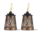 TIKI Woodsy Table Torch 2-Pack, Patio, Table Torch, Backyard, and Lawn, Cabin Décor, Up North, Outdoor Table, Bronze