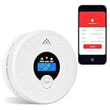 1-Pack Smart Smoke and Carbon Monoxide Detector with App Notifications, Replaceable Battery, Wi-Fi Smoke and CO Detector Combo for Home and Office, Easy Setup