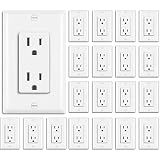 BESTTEN 20 Pack 15 Amp Decorator Wall Receptacle Outlet with Wall Plate