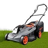 Keenstone Cordless Lawn Mower, 17" Electric Lawn Mower with Direct-Drive Brushless Motor, 2 x 20V 4.0Ah Battery, 6 Position Height Adjustable Push Mower for Yard & Thick Grass(35min Runtime)