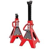 BIG RED T42202 Torin Steel Jack Stands: 2 Ton (4,000 lb) Capacity, Red, 1 Pair