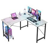 DUMOS L Shaped Desk, Computer Gaming Desks Corner Office Table with CPU Shelf for Home Study Writing Work Station 50 Inch, Sturdy Modern Design, Ideal for PC Setup, Study, and Home Office Use, White