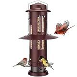 Kingsyard Squirrel Proof Bird Feeder for Outdoors Hanging, Metal Wild Bird Feeders with Removable Base and Baffle, Easy to Clean & Refill, 3 lbs Large Seed Capacity, Antique Copper