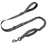 Forestpaw Tactical Dog Leash for Large Dogs,Heavy Duty Bungee Dog Leash with Shock Absorption,2 Padded Handles for Training Running Walking,Adjustable 4-5FT,Black
