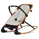 Dream On Me Rock On Me 2-in-1 Baby Rocker and Stationary Seat, Adjustable Recline, Gentle Music & Vibration, 3-Point Safety Harness, Detachable Toy Bar, Folds Compact for Travel – Black & Grey