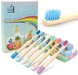 Tooth HaHa Kids Bamboo Toothbrushes, BPA-Free Soft Bristles, Eco-Friendly Natural Wooden Toddler Toothbrush, 6-Pack Travel Toothbrushes Set for Children