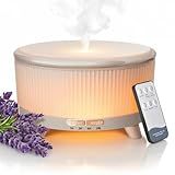 YOUENKITY 20-Hour Long-Lasting Aromatherapy, 500ML Large Essential Oil Diffuser: Ultrasonic Cool Mist Humidifier with Remote Control, 7 Color Lights, Timer, Auto-Off for Home/Bedroom/Yoga (White)