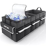 HOTOR Trunk Organizer - Car Organizer with Built-In Leakproof Car Cooler, Collapsible Trunk Organizer with Cooler for Car, SUV, Sedan, with Base Panel (3 Compartments, Black),31.9"×12.6"×10.6"