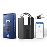 NexusLab Heavy Duty Smart Fingerprint Padlock with Key, IP67 Waterproof Bluetooth Outdoor Gate Lock, Anti-Theft App Control & Log Record, High Security Gym, Fence, Shed, Pool & Storage Unit Locks