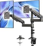 HUANUO 17-32 Inch Dual Monitor Stand, Stacked Monitor Mount, Monitor Arms for 2 Monitors, Ergonomic Adjustable Tilt/Swivel/Rotate, Weight Max 19.8 lbs, VESA 75/100mm
