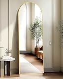Arched Full Length Mirror, 56"x15" Standing Body Mirror for Wall, Gold