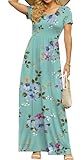 DB MOON Womens 2025 Casual Summer Maxi Dresses Short Sleeve Empire Waist Spring Long Dress with Pockets(Mint Green Floral, M)