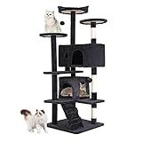 BestPet | 54" Cat Tree Tower | Dark Gray | Sturdy, Easy to Assemble, Multi-Level Activity Center with Sisal Scratching Posts, Condos, Perches, Hanging Cat Toys, Observation Decks & Ladder