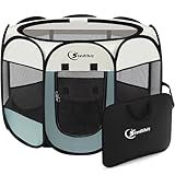 Siedihit Dog Cat Playpen, Puppy Pet Playpen Indoor for Small Dog Crate Tent Cage Outdoor, Portable Pop Up Dogs Enclosure Kennel with Carrying Case for Dogs/Cats/Rabbits(Grey, Small