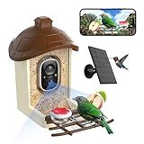 Bird Feeder with Camera, 2K HD Live Video, Smart Bird Cam Solar Powered with AI Birds Species Identification, Auto Capture Video, Instant Arrival Alerts, Best Gifts for Mom Dad