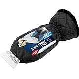 SCRUBIT Ice Scraper with Glove - Car Windshield Scraper for Ice and Snow w/Fleece Mitt - Quickly Scrape and Remove Snow While Staying Warm - Waterproof & Windproof - Car Scraper Snow Brush (Black)