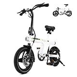 isinwheel U1 Electric Bike for Adults 750W Peak Motor, 20 mph Folding Ebike, 14" Adults Electric Bicycles with Smart Uphill, 280.8Wh Battery, 25 Miles PAS Range, Mini E Bikes for Adult and Teens