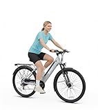 Electric Bike for Adults & Teens - 350W 26" Victor Ebike - 21-Speed, 20Mph Up to 40Miles with Dual Disc Brakes, Adjustable Handlebars, Commuter E-MTB for Men Women | UL 2849 Certified (Pale Gray)