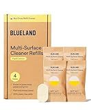 BLUELAND Multi-surface Cleaner, 4-Pack Refill, Fresh Lemon Scent, All-Purpose, Eco-Friendly Cleaning Supplies, 4 x 24 Fl oz