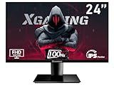 XGaming 24 Inch Monitor, FHD 100Hz 1080P, IPS 16:9 Frameless Computer Monitor, 99% sRGB, Low Blue Light Eye Care, FreeSync, PC Screen Built-in Speakers, HDMI VGA Display, VESA, Tilt Adjustable, Black