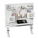 PEGZONE Clamp-on Desk Pegboard, Desk Organizer for Office Gaming Home, Magnetic Metal Peg Board with 10 Accessories, Privacy Panel for Office, 16.5" x 12.6", Medium, White