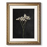 ARPEOTCY Vintage Gold Framed Wall Art, Retro Dark Dried Wildflower Paintings, Canvas Prints Artwork with Antique Frame, Victorian Wall Picture Decor for Room Gallery Living Room, 13x16 inch