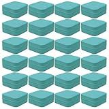 HXOAOXH 24-Pack Sage Green Travel Jewelry Box Organizer, 3.9" Mini PU Leather Snap Case with Mirror, Bridesmaid Proposal Gift/Wedding Favor, Ring Earring Holder, Compact Portable, Bulk Set