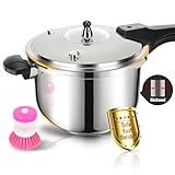 Stainless Steel Pressure Cooker 8 qt Induction Compatible Stove Top Pressure Cooker with Pressure Indicator Safeguard Devices,Compatible with Gas & Induction Cooker