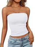 Trendy Queen Womens Strapless Tube Tops Basic Backless Sleeveless Bandeau Going Out Crop Tops Cute 2026 Summer Clothes White M