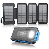 Mvpkings Solar Power Bank 38800mAh with 4 Solar Panels, Portable Charger USB C 18W Fast Charging for iPhone Samsung, IP67 Waterproof Outdoor External Battery Pack with Flashlight Light/SOS/Strobe