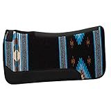 Weaver Leather 35-1677-S8 Contoured Single Weave Wool Blend Felt Saddle Pad, Black/Blue, 31" L x 32" W
