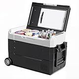 OLIXIS Portable Car Refrigerator, 42QT Dual-Zone Electric Cooler for Vehicles with Wheels & Cutting Board, -4℉-68℉ Freezer Smart Control via Bluetooth, Battery Protection, 12/24V DC & 100-240V AC