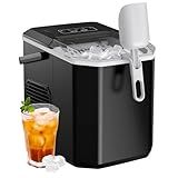 Silonn Ice Maker Countertop, Portable Ice Machine with Carry Handle, Self-Cleaning Ice Makers with Basket and Scoop, 9 Cubes in 6 Mins, 26 lbs per Day, Ideal for Home, Kitchen, Camping, RV