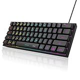 MageGee Mini 60% Gaming Keyboard, RGB Backlit 61 Key Ultra-Compact Keyboard, TS91 Ergonomic Waterproof Mechanical Feeling Office Computer Keyboards for PC, MAC, PS4, Xbox ONE Gamer(Black)