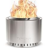 Panovue 22 inch Smokeless Fire Pit with Waterproof Cover, Stainless Steel Outdoor Smokeless Firepit, Wood Burning Fire Pits for Camping, Bonfire,Low Smoke Firepit for Outside[Slivery]