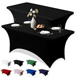 Trlyc 2 Pack 6FT Black Spandex Table Cloth 72 x 30 Inch