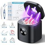 COBEEK Ultrasonic Retainer Cleaner Machine, 52kHz Ultrasonic Denture Cleaner for Mouth Guards, Braces, Toothbrush Heads, Jewelry, Dental Ultrasonic Cleaner with 250ML Capacity & Cleaning Brush, Black