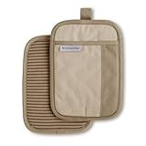 KitchenAid Beacon Two-Tone Non-Slip Pot Holder Set, Milkshake/Beige, 7"x10", 2 Piece