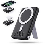 2026 Latest Wireless Power Bank, 12800mAh Portable Charger with Built in Cables, LED Display Magnetic Battery Pack Travel Essentials for iPhone 17/16/15/14/13/12/Pro/Mini/Pro Max Andriod (Black)