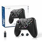 AceGamer Aurora II 2.4G Wireless Bluetooth Controller for PC/Android/Switch/iOS/Switch 2/Steam Deck with Rotary Motors, RGB Hall Effect Joysticks - Upgraded PC Gaming Controller and Back Buttons Lock