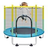 Indoor Trampoline for Kids Ages 1-8, 55" Small Outdoor Toddler Trampoline with Safety Enclosure Net, No-Gap Safe Design, Baby Round Jumping Mat, Recreational Trampolines Birthday Gifts for Boys Girls