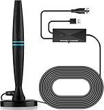 Lyrwihn TV Antenna Indoor, Antenna for Smart TV, Support 4K 1080p with Signal Booster for Local Channels, Long Range Reception - Cable Length 18ft (Dark Grey)