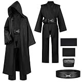 Tunic Costume Men's Black Tunic Hooded Robe Cosplay Star Full Set Adult Halloween Costume Men Black Cloak Outfits Uniform