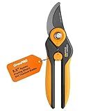 GrenPRO Bypass Pruning Shears 8.6", Heavy Duty Garden Clippers Handheld Cuts 1.38" Hardwood, Sharp SK5 Titanium Blades for Rust-Proof & Non-Stick, Ergonomic Garden Scissors for Plant Flower